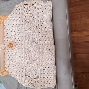 VTG Mister Ernest Woven Macrame Clutch Purse Wood Frame‎ Top Button Latch GUC